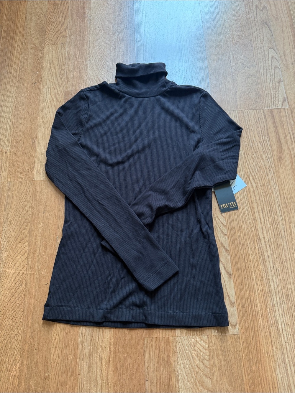 Black Ribbed Turtleneck Long Sleeve Top